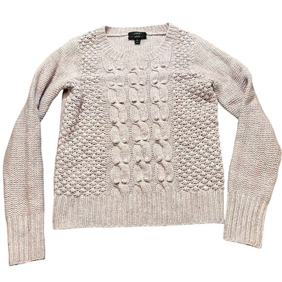 J CREW Handknit Popcorn Sweater Size XS Pink lambswool #30001 Womens Warm - Picture 1 of 9